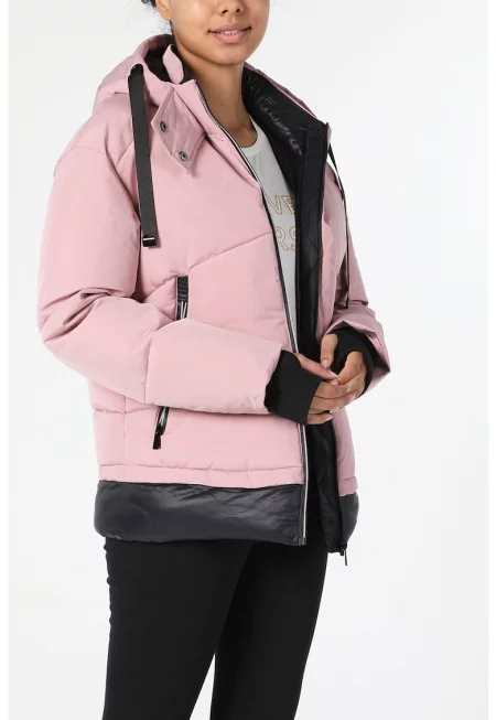 Капитонирано зимно яке с контрастен подгъв