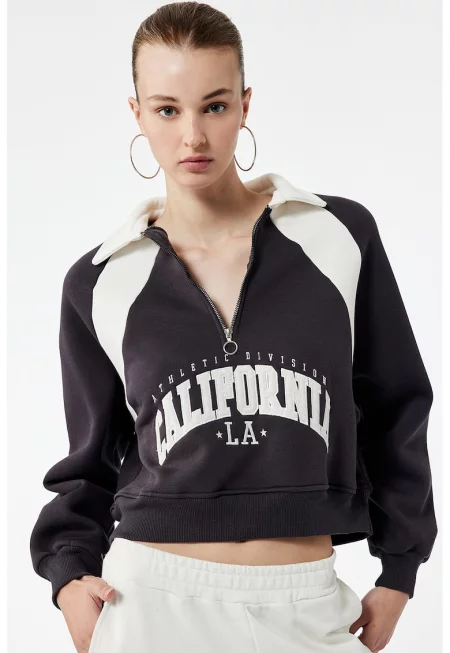 Къс суитшърт с къс цип