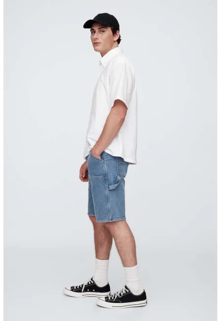 Къси дънки карго - Светлосин