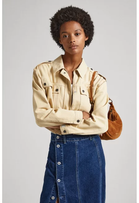 Късо яке Samantha с джобове - Светло бежово