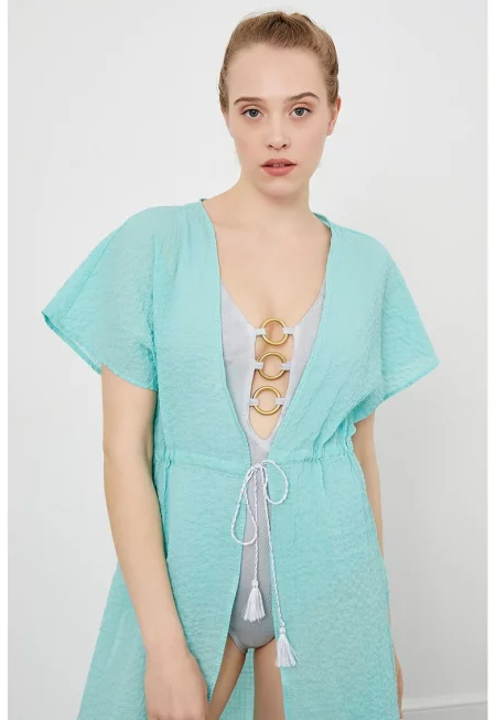 Кимоно с къси ръкави - Ледено синьо