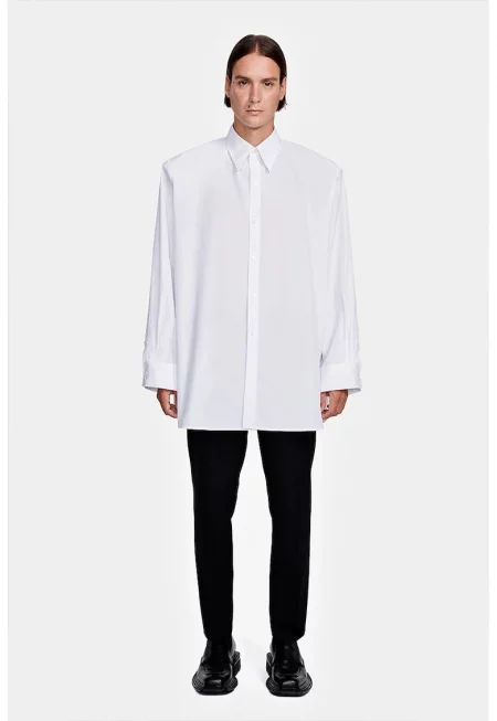 Класическа риза с голям размер - Бял