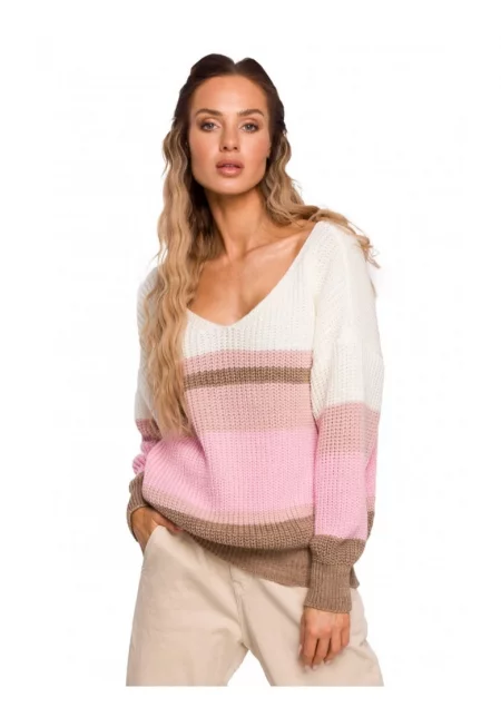 Класически пуловер  райе - акрил - найлон