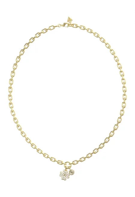 Колие от неръждаема стомана с кристали - Златист