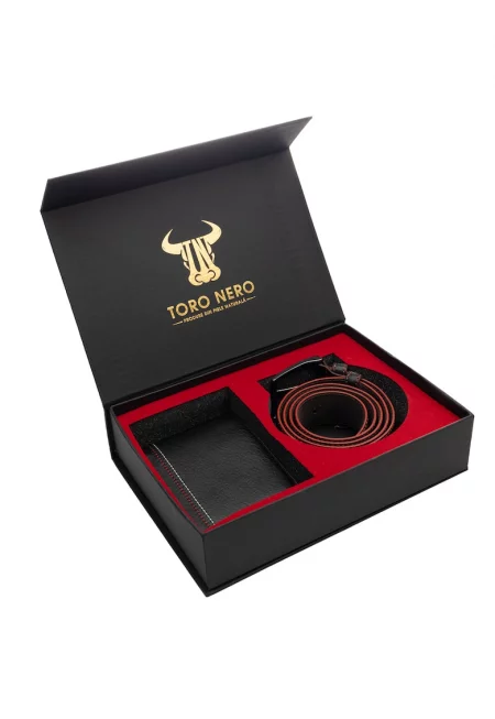 Комплект портфейл и колан  мъжки - Черен