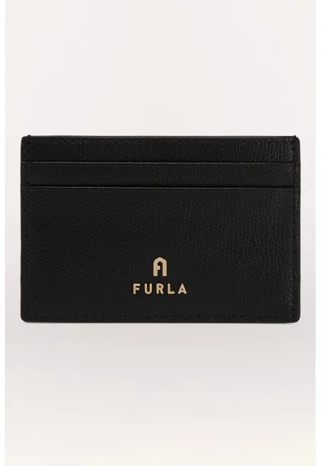 Кожен калъф за карти Camelia - Черен