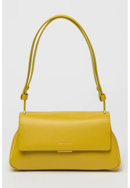Кожена чанта Grace с регулируема презрамка - Синапено жълто