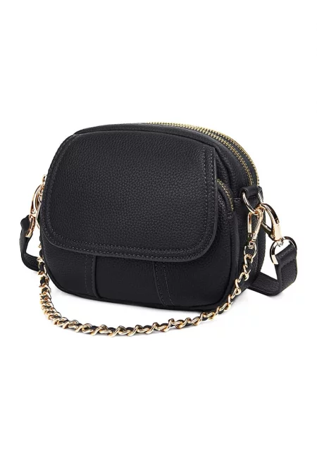 Кожена чанта Morgan с отделяща се презрамка - Черен