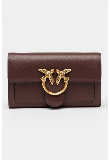 Кожена чанта през рамо Love One с метално лого