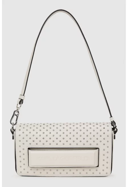 Кожена чанта с капси - Мръснобял