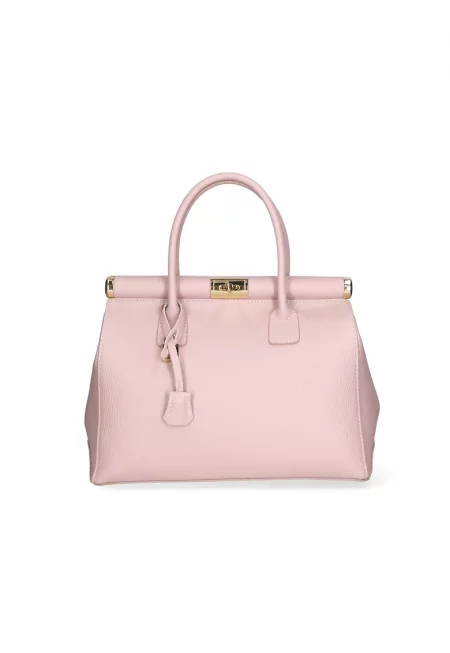 Кожена чанта с отделяща се презрамка - Розово