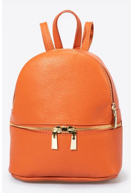 Кожена раница с цип - Персийски портокал