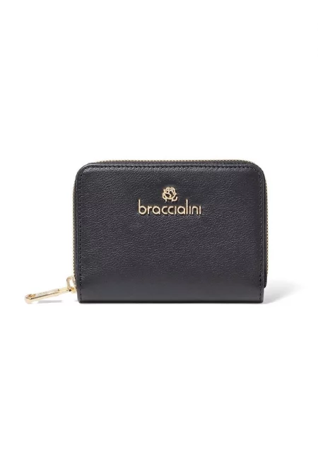 Кожено портмоне с лого - Черен