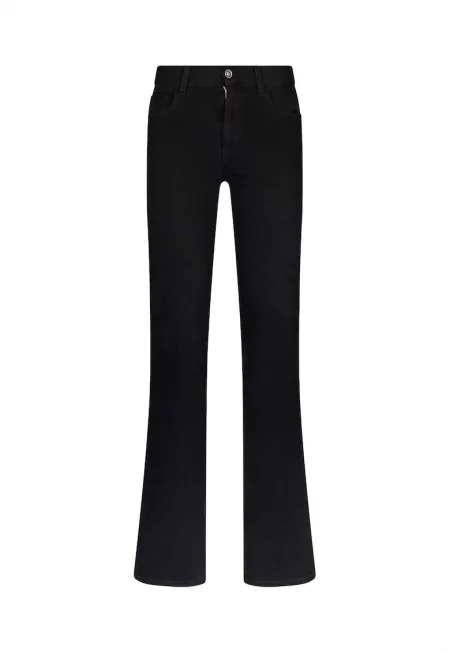 Леко разкроени дънки с висока талия - Черен