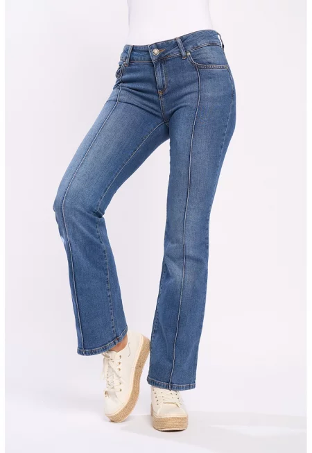 Леко разкроени дънки със средновисока талия - Тъмносин