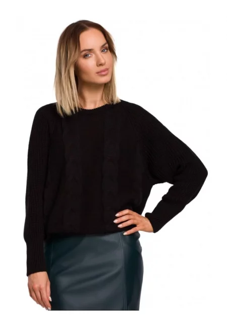 лилав пуловер с ръкави - акрил - полиамид - черен