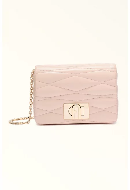 Малка кожена чанта през рамо 1927 - Бледо розово