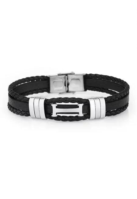 Мъжка гривна  от екологична кожа - дължина 20 см - JWQG3002