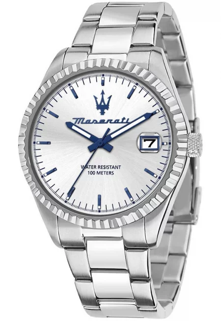 Мъжки часовник  Competizione - кварцов - сребърен - 10 ATM - верижка от неръждаема стомана