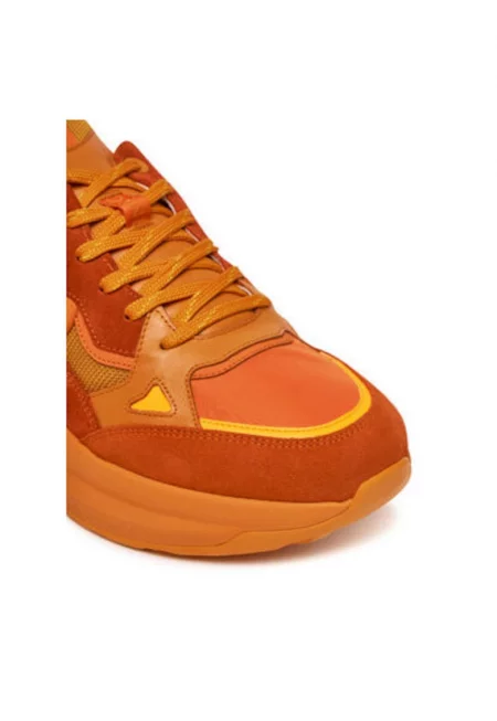 Мъжки спортни обувки - 12522505 -  Естествена кожа - Оранжев - Оранжев