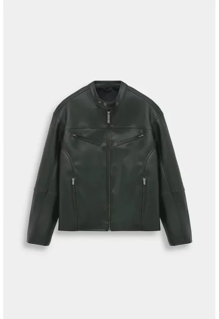 Мъжко яке  горско зелено PVC regular fit