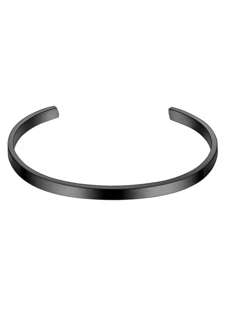 Отворена гривна от неръждаема стомана - Черен