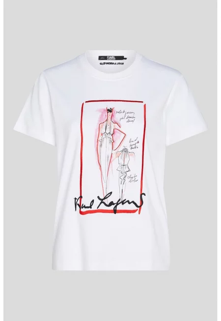 Памучна тениска - Червен/Бял/Черен