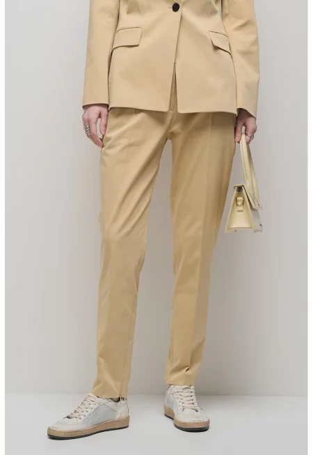 Панталон със средна талия - Бежов