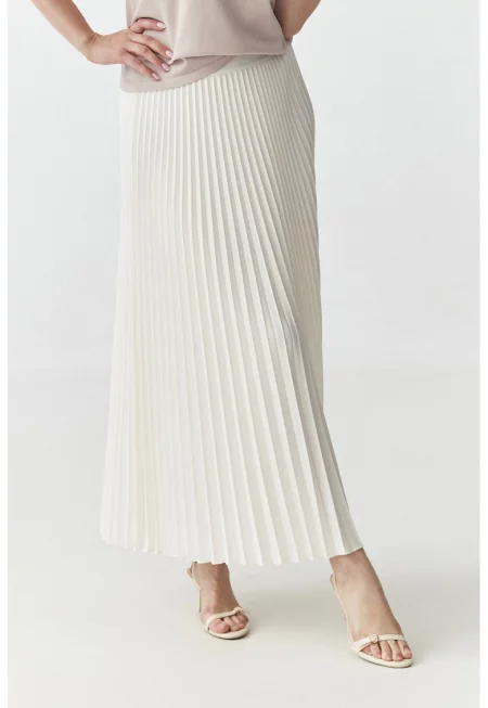 Плисирана дълга пола - Мръснобял