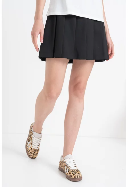 Плисирана разкроена пола - Черен