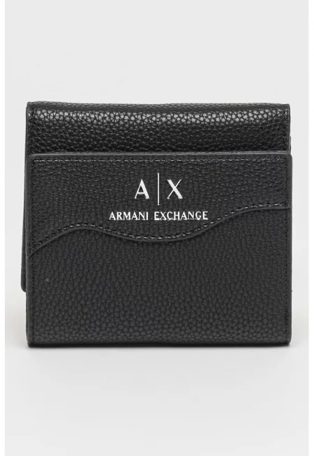 Портфейл от еко кожа с тройно прегъване - Черен