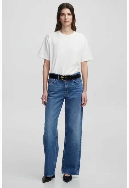 Прави дънки с висока талия - Син