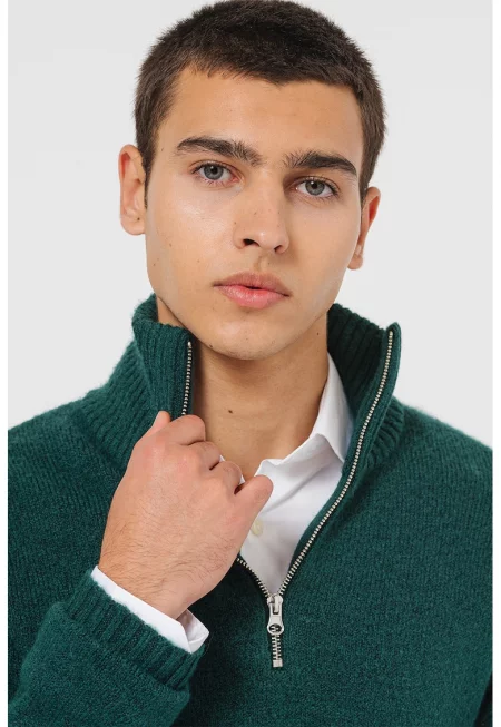 Пуловер Rollie с къс цип и свободна кройка - Персийско зелено