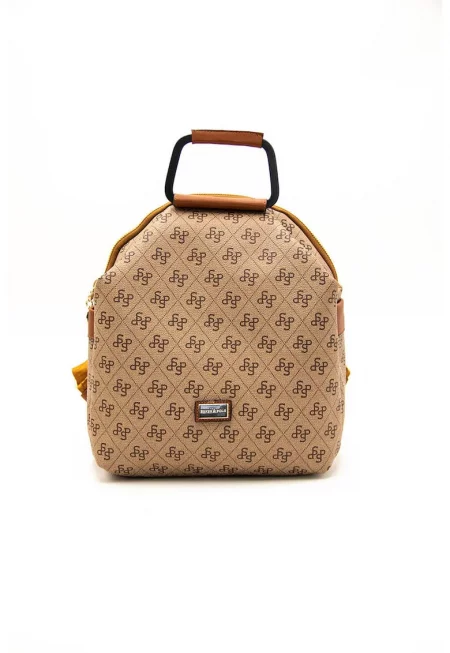 Раница с цип и лого - Канелено кафяво/Светлокафяв