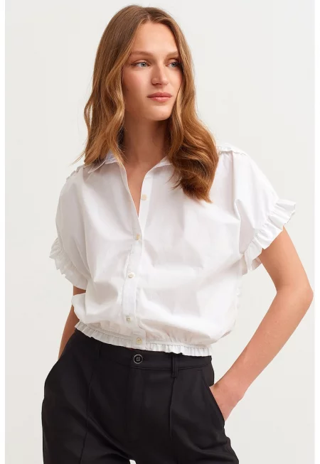 Риза с къси ръкави и дипли