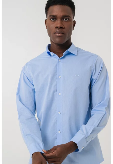 Риза със стандартна кройка - Пастелносин