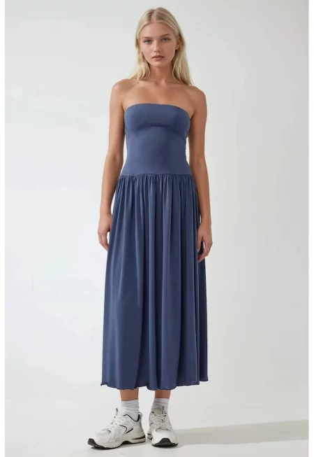 Рокля миди 2 в 1 -  без презрамки - тъмносиня - джърси