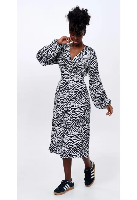 Рокля на принт тип зебра Лена