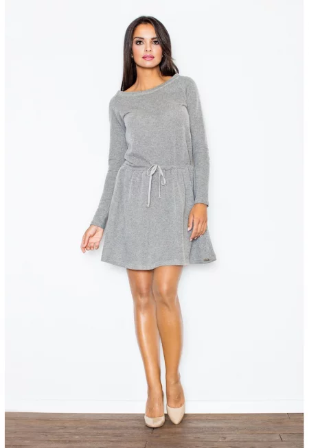 Рокля  плетена - тъмно сива - памук