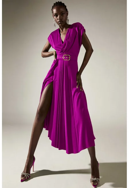 Рокля Tremolo със застъпено деколте - Фанданго розово