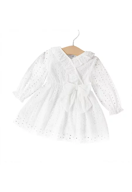 Розова бяла рокля за момичета 18-24 месеца 80-87 см