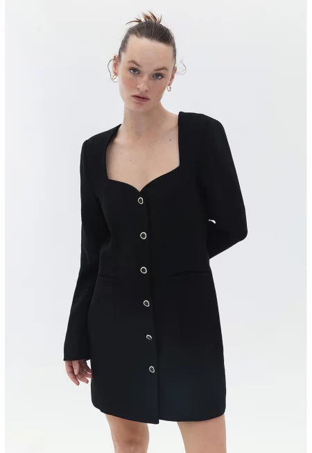 Сако-роля с обшити джобове - Черен