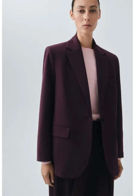 Сако с вълна с шлиц - Тъмновиолетов