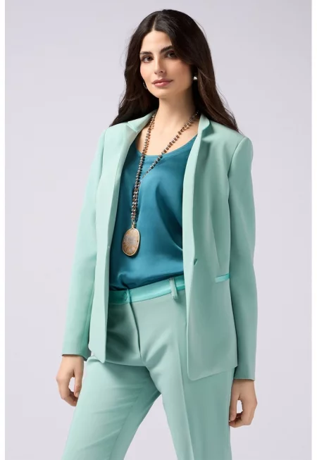 Сако със сатинирани детайли - Бледозелен