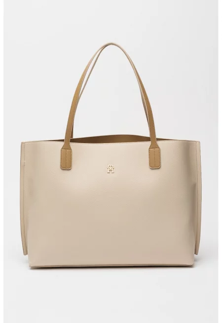Шопинг чанта от еко кожа - Светло бежово