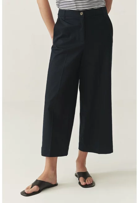 Скъсен прав панталон - Черен