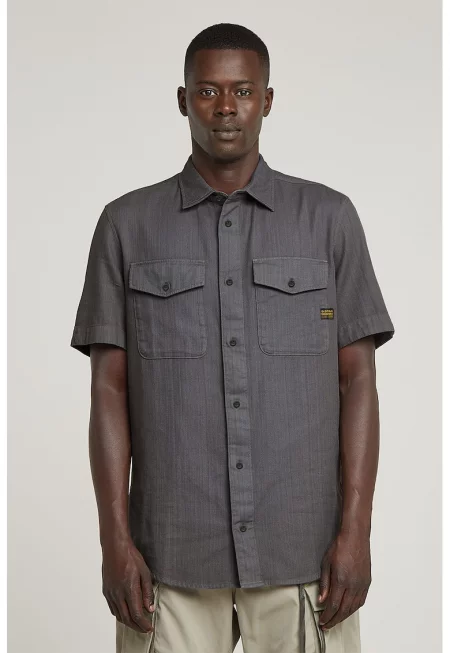 Слим памучна риза Marine - Tъмносив