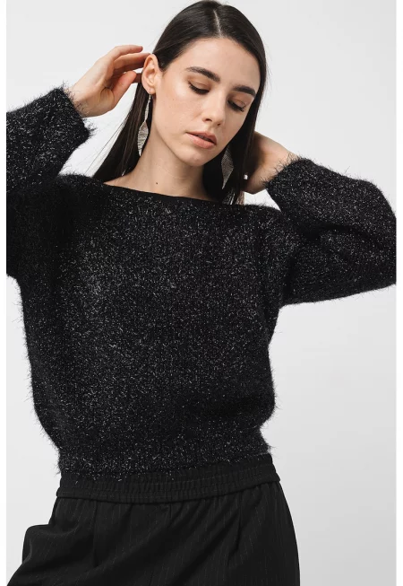 Слим пуловер Suvallia - Черен