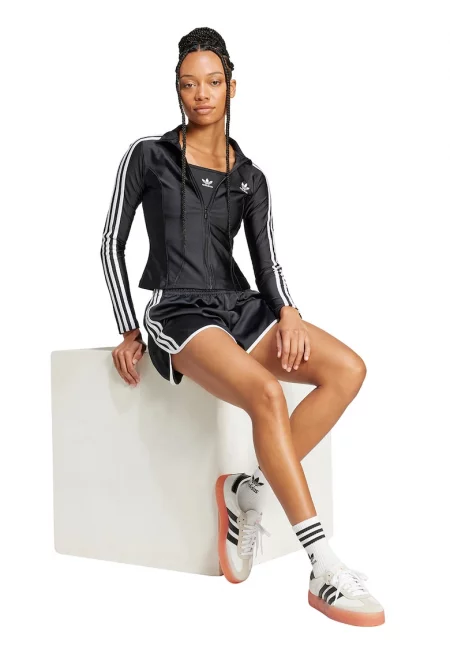 Слим спортна блуза Adicolor с 3 ивици - Черен