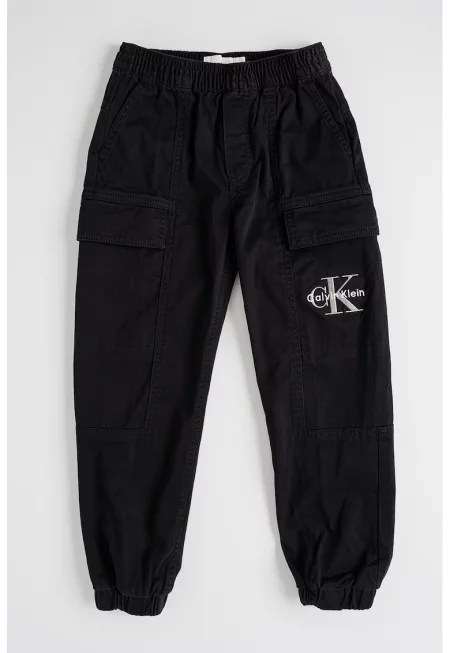 Спортен карго панталон с еластична талия - Черен